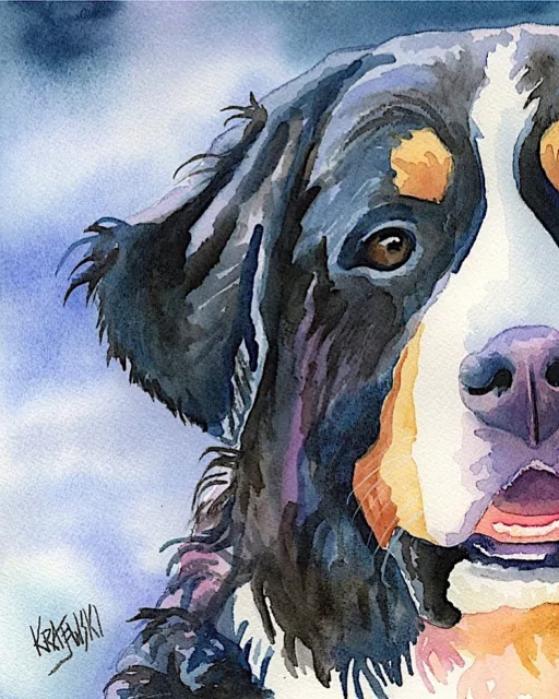 Bernese Mountain Dog Art PRINT from Painting | Berner Gifts, Poster 8x10