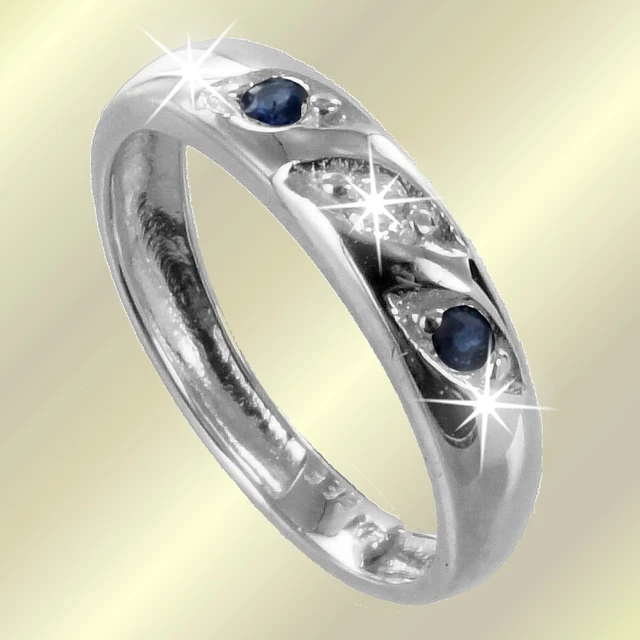 ❤ Baby Taufring Zirkonia Safire Anhänger Taufe Geburt mit Kette Etui Silber 925