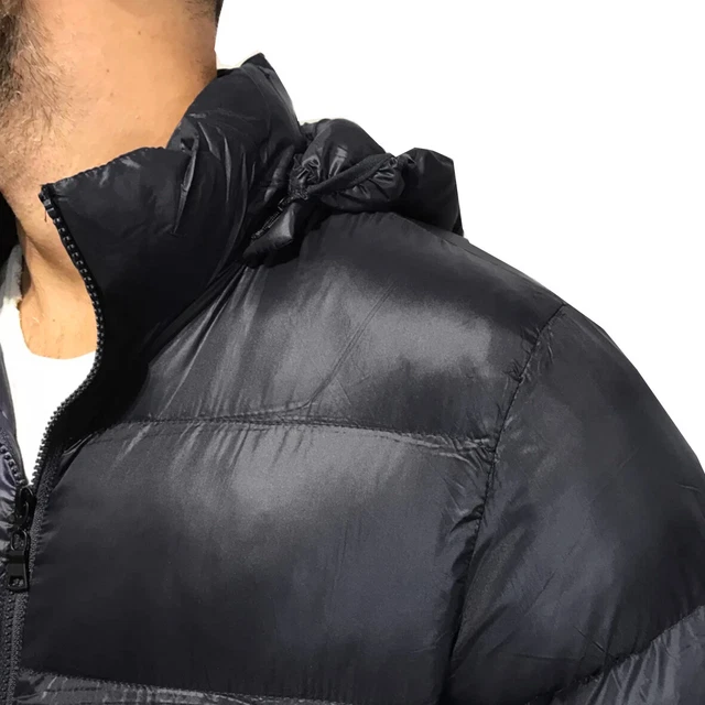 Giubbotto Uomo Invernale Nero Blu Piumino Imbottito Cappuccio mod removibile 3