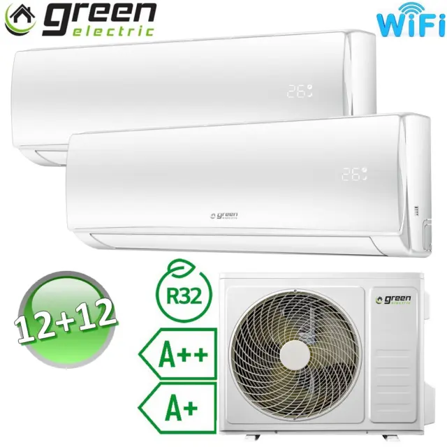 3S Climatiseur Green Electric Wifi A++ R32 12000+12000 Btu Inverter Dual Split 2