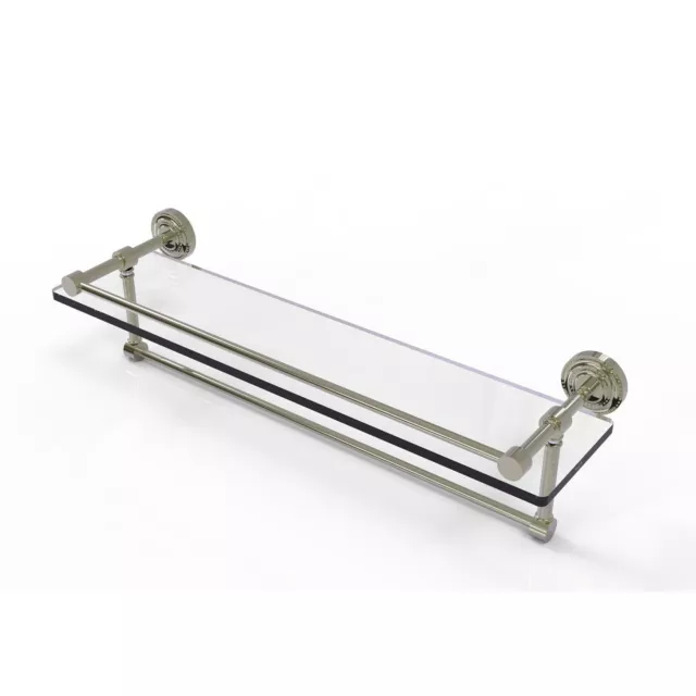 Dottingham 22 Inch Gallery Glass Shelf with Towel Bar, Polished Nickel