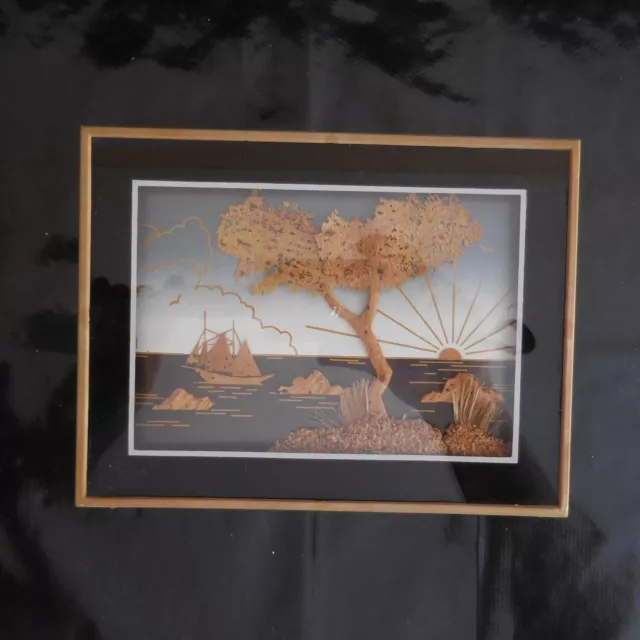 Vintage Art Deco Design XX PN France Handmade Sea Landscape Frame Board N2831 8