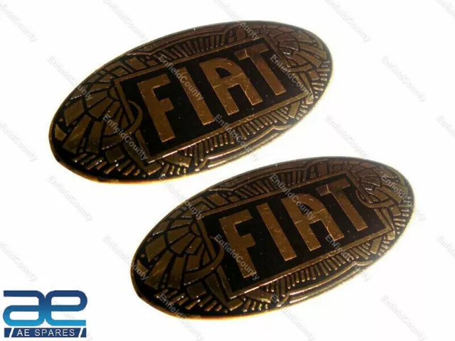 Per Vintage Fiat 1904-1921 Auto Radiatore Emblema Distintivo D'Oro Nero Set @ VI