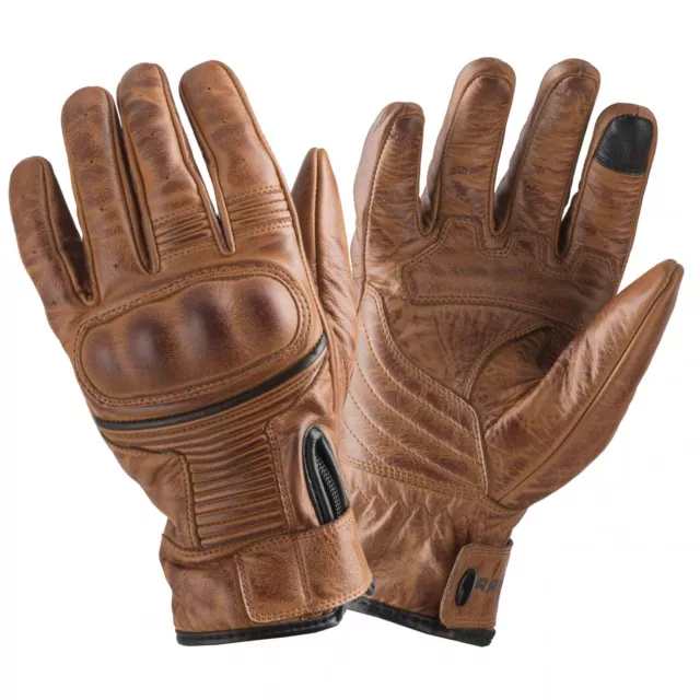 Rayven Vintage Tan Glove Leather Motorcycle Motorbike C.E Approved Ride Gloves
