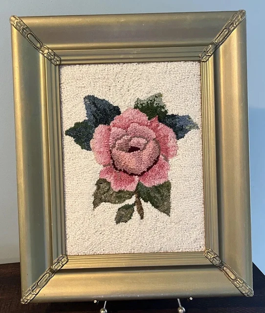 Gorgeous Vintage Pink Rose Picture ~1984 Gorgeous Art Deco Frame~