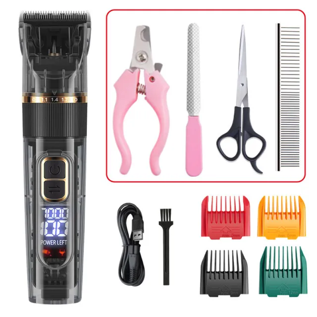 Cat Dog Pet Clippers Hair Electric Clipper Grooming Trimmer Shaver Cordless Set