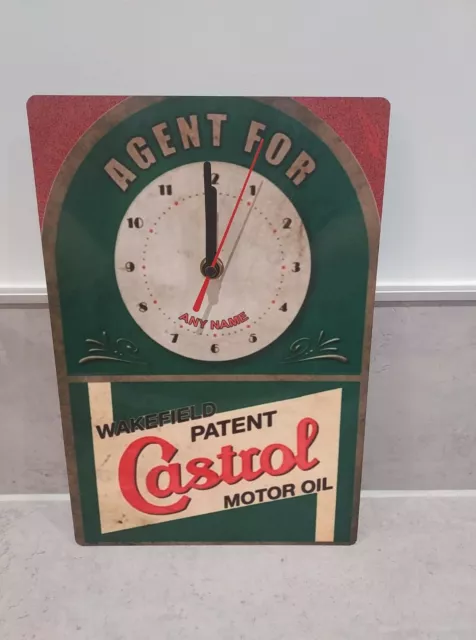 Personalised Garage Clock Castrol Oil Car Mechanic Hanging Wall Gift