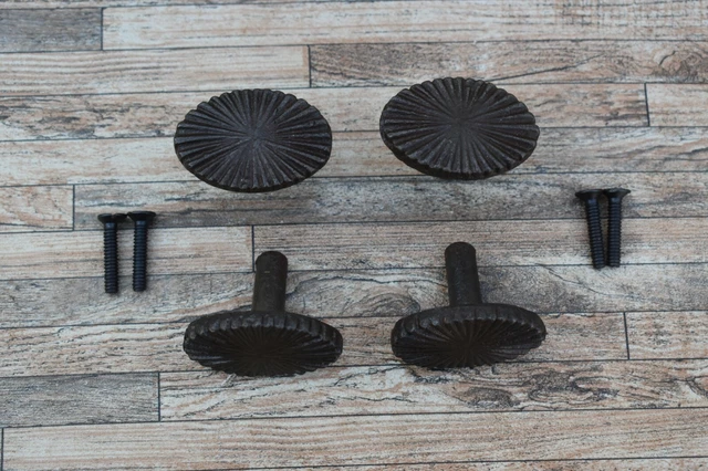 4Pcs Vtg Cast Iron Floral Door Gate Drawer Cabinet Pulls Knobs Handles Farm Deco