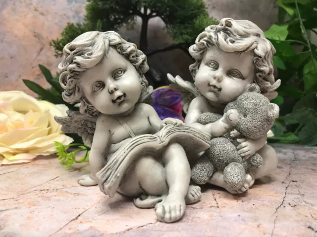 Pair of Guardian Angel Figurine Cherubs Statue Ornament Sculpture Statue Figures