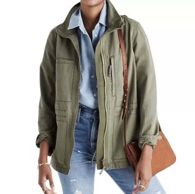 Madewell Fleet Jacket Olive Green Zip Military Utility Coat Women’s Size M