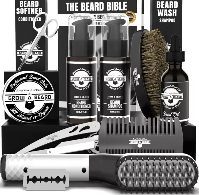 Beard Straightener Grooming Kit For Men, Beard Growth Kit, Beard Wash, Brush & C