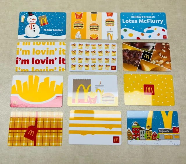 McDonald's Lot of 12 Collectible Gift Cards - No $ Value