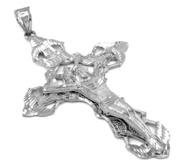 Men's Solid Silver Extra Large INRI Jesus Christ Crucifix Cross Pendant 2