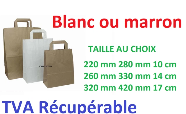 Lot de  100 Sac papier kraft Sachet cabas  à soufflet avec poignées plates