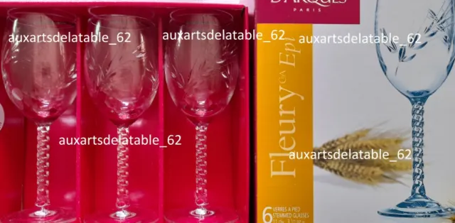 Cristal d'Arques 6 verres a vin blanc ou a porto Fleury taille épi comme neuf