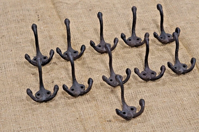 11 Rustic Coat Hooks Cast Iron Hat Wall Mounted School Farmhouse Towel Bath Hall