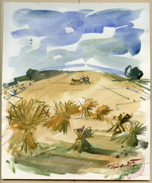 Gaillardot Pierre Dessin À L'aquarelle Signé 1952 Handsigned Watercolor Drawing