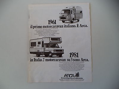 advertising Pubblicità 1982 ARCA MOTORCARAVAN MOTOR CARAVAN 