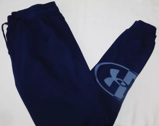 UNDER ARMOUR Rival Fleece Jogger Pants Stretch Waist Loose Fit Big & Tall Navy