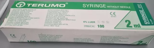 100 x Einweg Spritze ohne Kanüle OVP Terumo 2 ml Sterile 6 % Luer CE kein Latex