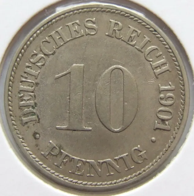 Moneta Reich Tedesco Impero Tedesco 10 Pfennig 1901 G IN