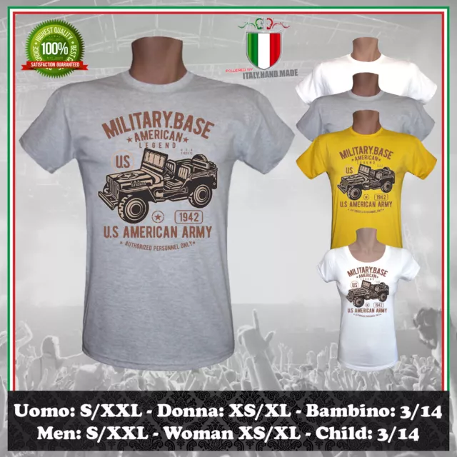 T-Shirt Military Base Us American Army Legend Jeep Willies 40 Uomo Donna Bambino
