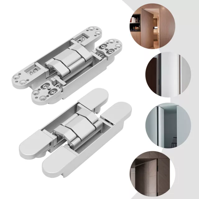 2Pcs 7'' 180° Swing Hidden Door Hinges Zinc Alloy Invisible Hinges Heavy Duty