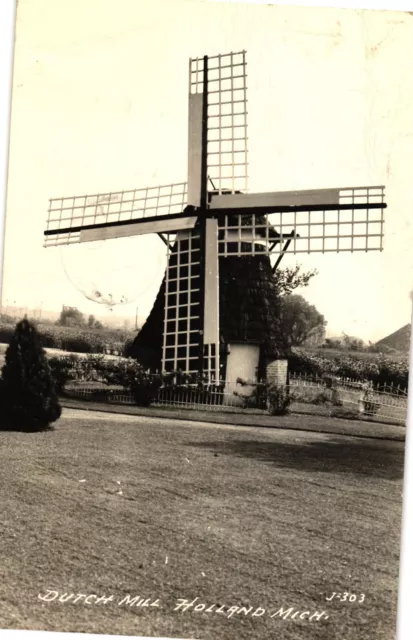 Real Photo RPPC Postcard Dutch Mill in Holland Michigan c1940s