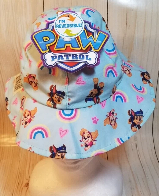 Nickelodeon Paw Patrol Kid's Bucket Hat Reversible UPF 50+ Rainbows Hearts NEW