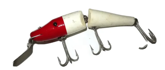 Vintage Creek Chub Jointed Deep Diver Pikie Fishing Lure Wooden Red Crankbait