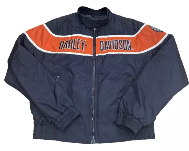 VTG Harley Davidson Bomber Racing Motorcycle Windbreaker Jacket USA Size Large