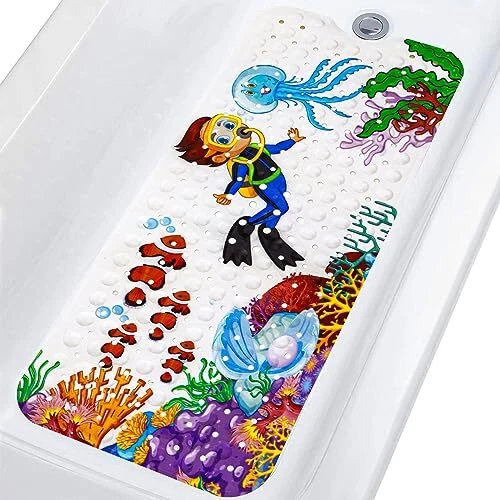 Baby Bath Mat for Tub for Kids Extra Long Toddler 40 X 16 Inch Jellyfish
