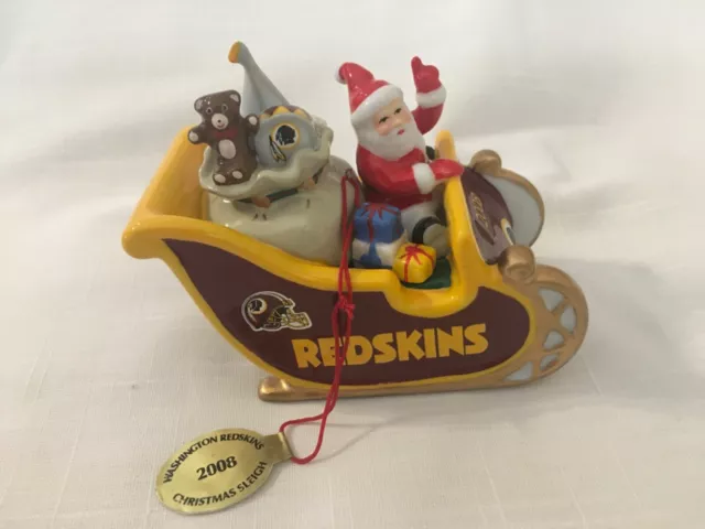 Washington Redskins Santa Sleigh Christmas Ornament Danbury Mint 2008