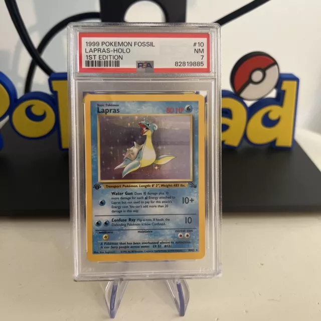 1999 Pokemon Fossil 1st Edition #10 Lapras - Holo PSA 7 NM