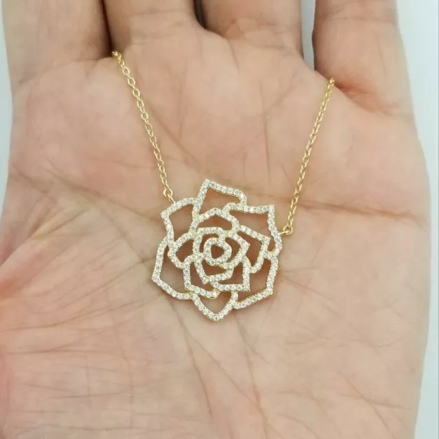 Colgante de flor de rosa de boda de diamante de imitación redondo de 1,35... 2