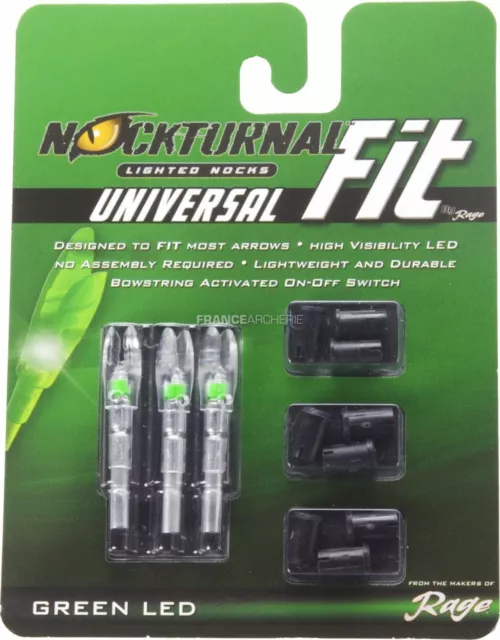 Rage Nockturnal Fit Universal Lighted Nocks, 3 pack, Green