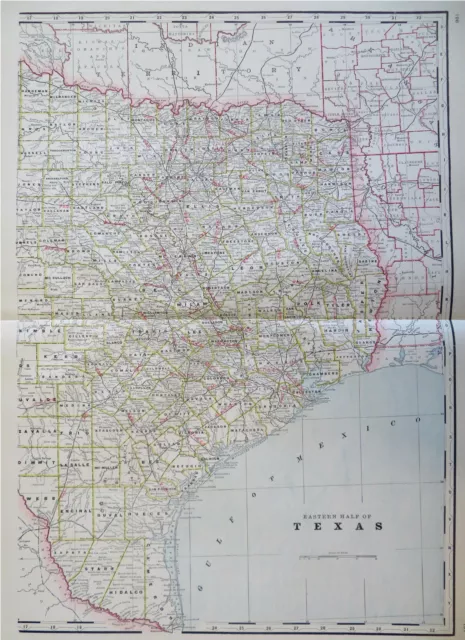 Texas Dallas Houston El Paso 1887-90 Cram scarce large detailed two sheet map 2