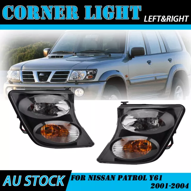 Pair LH+RH Indicator light Corner Lamp Black For Nissan Patrol Y61 2001-2004 NEW