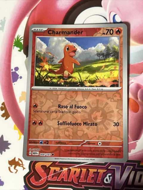 Pokemon 151 Conjunto Mew It Ita 004/165 Charmander Raro Holo Reverso