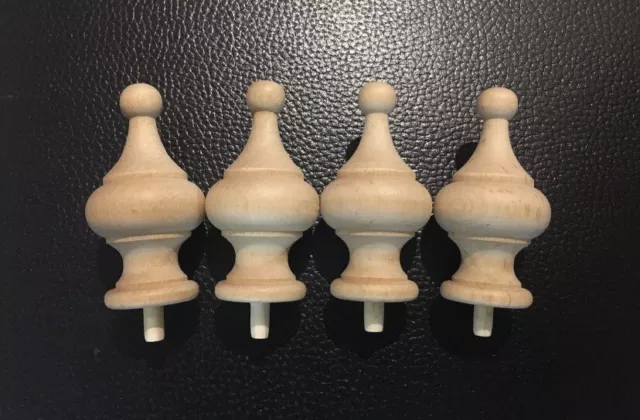 Antique Clock Finials - Set of 8 Finials -  Hard Wood - NEW