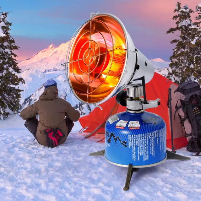 Tragbarer Heizstrahler Gasheizung Camping Winter Angeln Zelt Heizofen m/Ständer