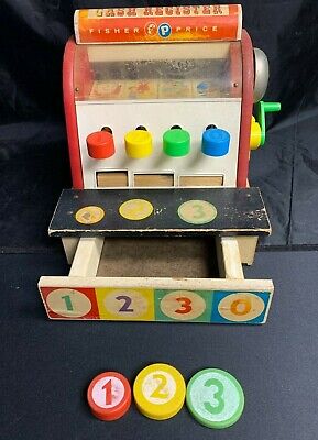 Fisher Price #972 Cash Register Tested & w/3 coins