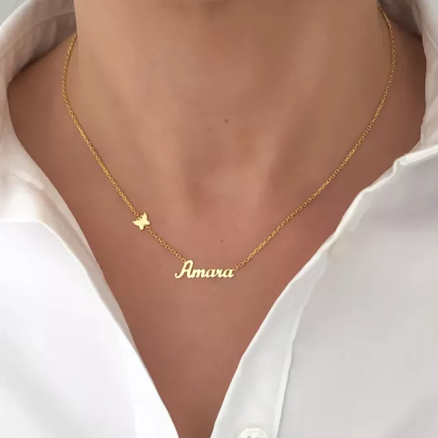 Personalized Any Name Necklace 21K Gold Plated Pendant Customize Jewelry Chain