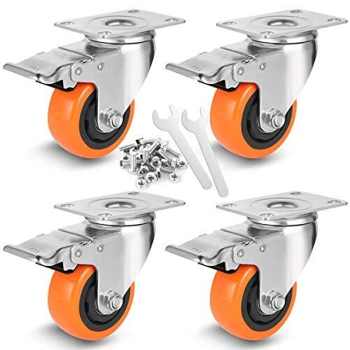 WBD WEIBIDA 3 Inch Swivel Caster Wheels with Brake Safety Dual Locking Caster...