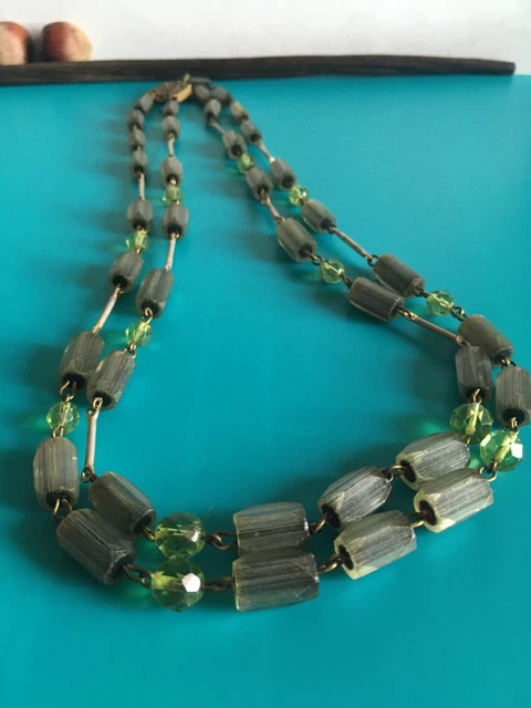 Collier Vintage En Perles De Verre Violet Facettées - Bohême, 2 Rangs, Bijou Rétro
