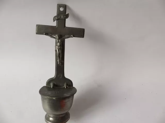 Ancien bénitier étain objets de culte religion (26834)