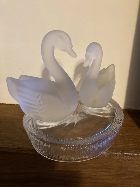Royal Crystal Rock (RCR) "PAIR OF OPAQUE SWANS" 24% Lead Crystal. Unboxed.