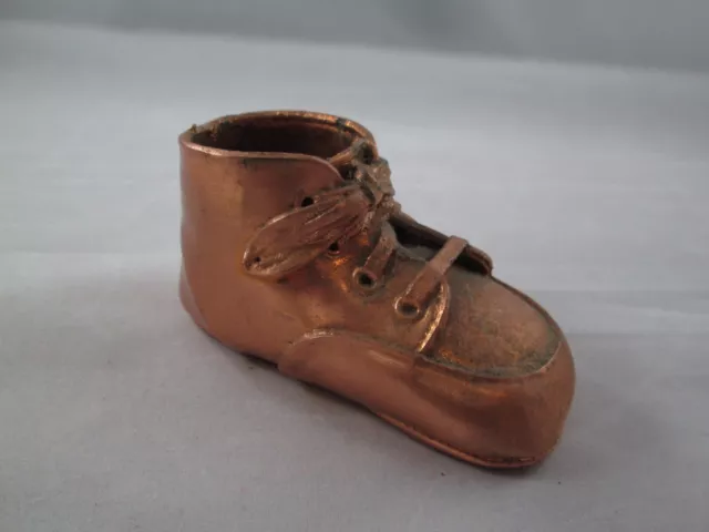 Bronze Baby Shoe Heirloom Babyhood Bronzed Copper Color Vintage Antique