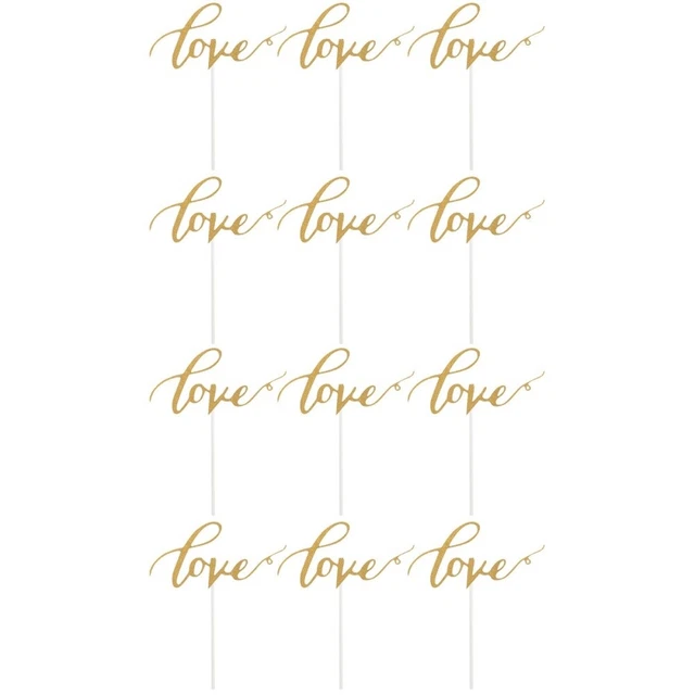 10 piezas AMOR Brillo Pastel de papel Picks Pastel Decoración para Alto