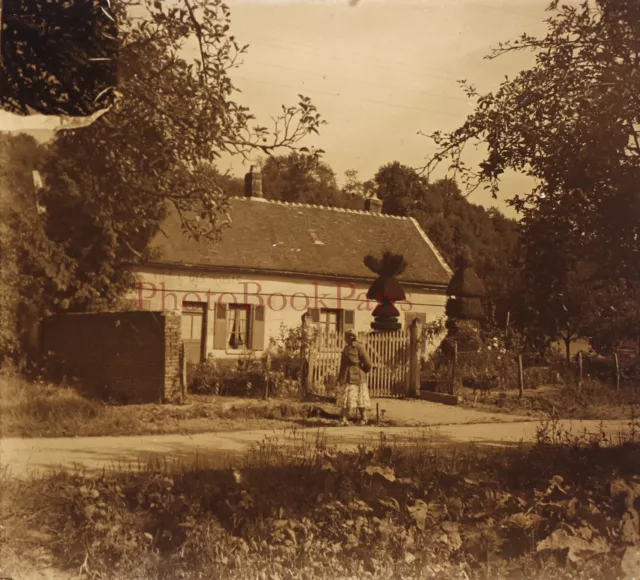 FRANCE Robervale L’Oise Maison c1940 Photo Plaque de verre Stereo Vintage V